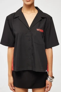 Reckless Bowling Shirt Black Red Contrast