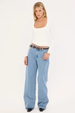 Recycle Long Sleeve Scoop Neck Tee White