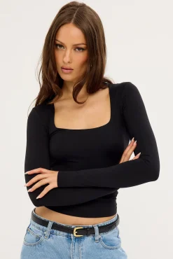 Recycle Long Sleeve Scoop Neck Tee Black