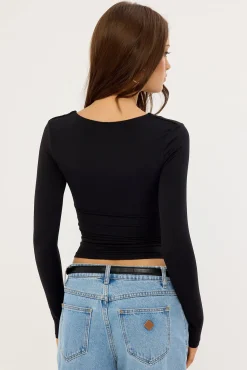 Recycle Long Sleeve Scoop Neck Tee Black