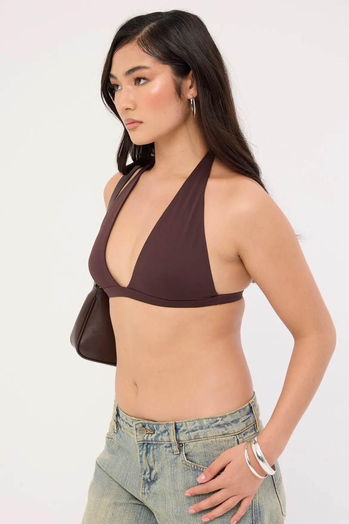 Recycled Halter Bralette Brown
