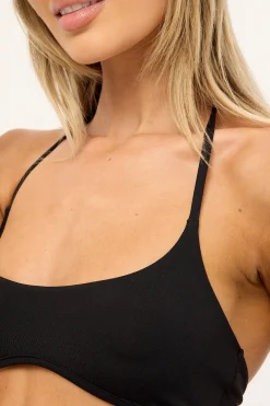 Recycled Halter Scoop Bralette Black
