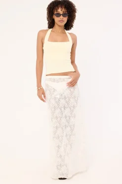 Recycled Halterneck Jersey Top Butter