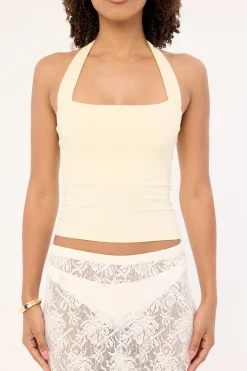 Recycled Halterneck Jersey Top Butter