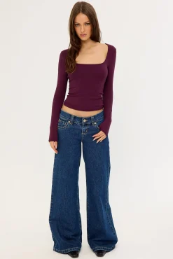 Recycled Long Sleeve Scoop Neck Tee Plum