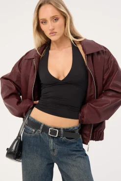 Recycled Sylvia Halter Neck Top Black