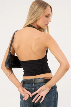Recycled Sylvia Halter Neck Top Black