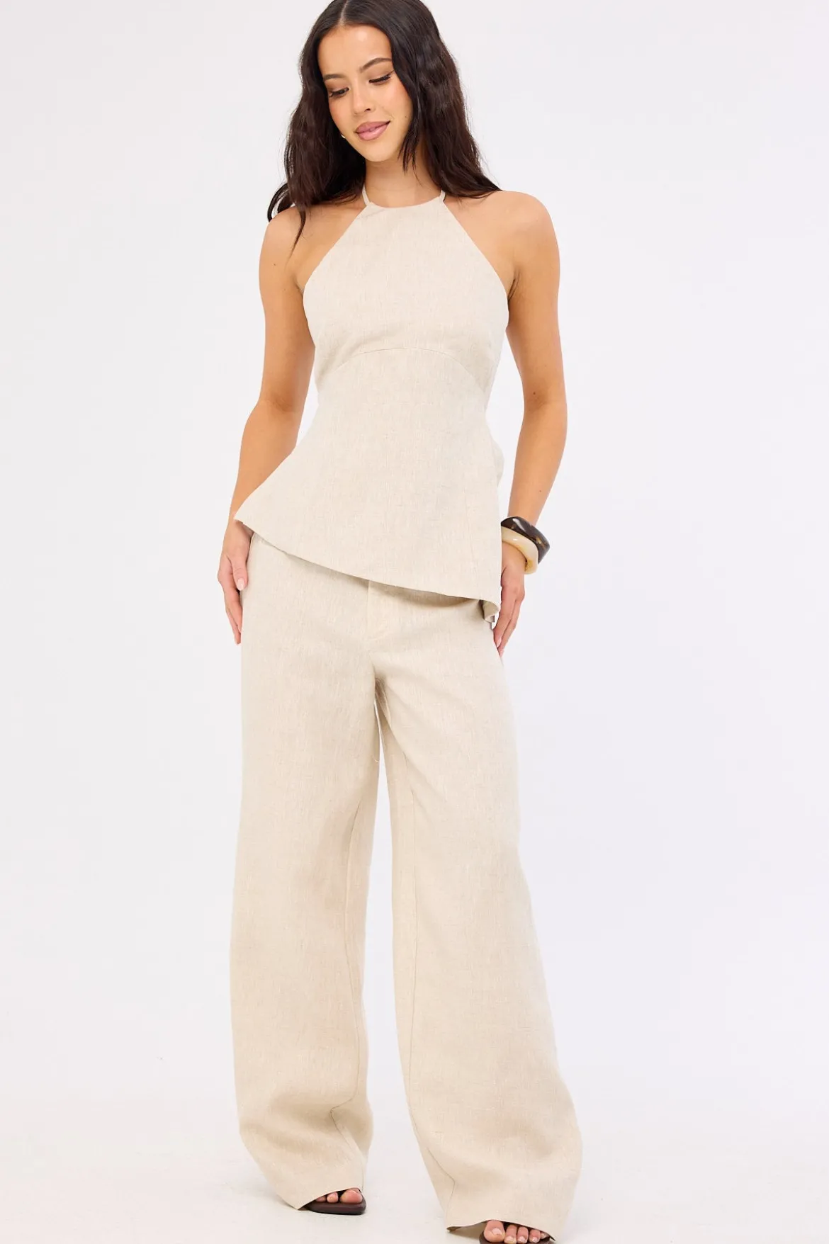 Reese Mid Rise Linen Pants Oat