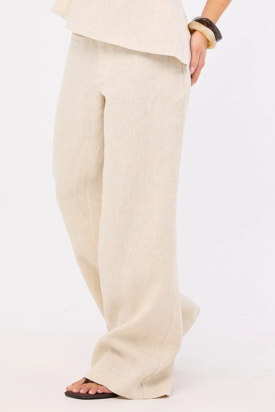 Reese Mid Rise Linen Pants Oat
