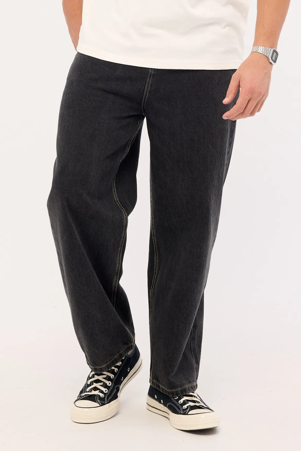 Refine Baggy Jean Washed Black