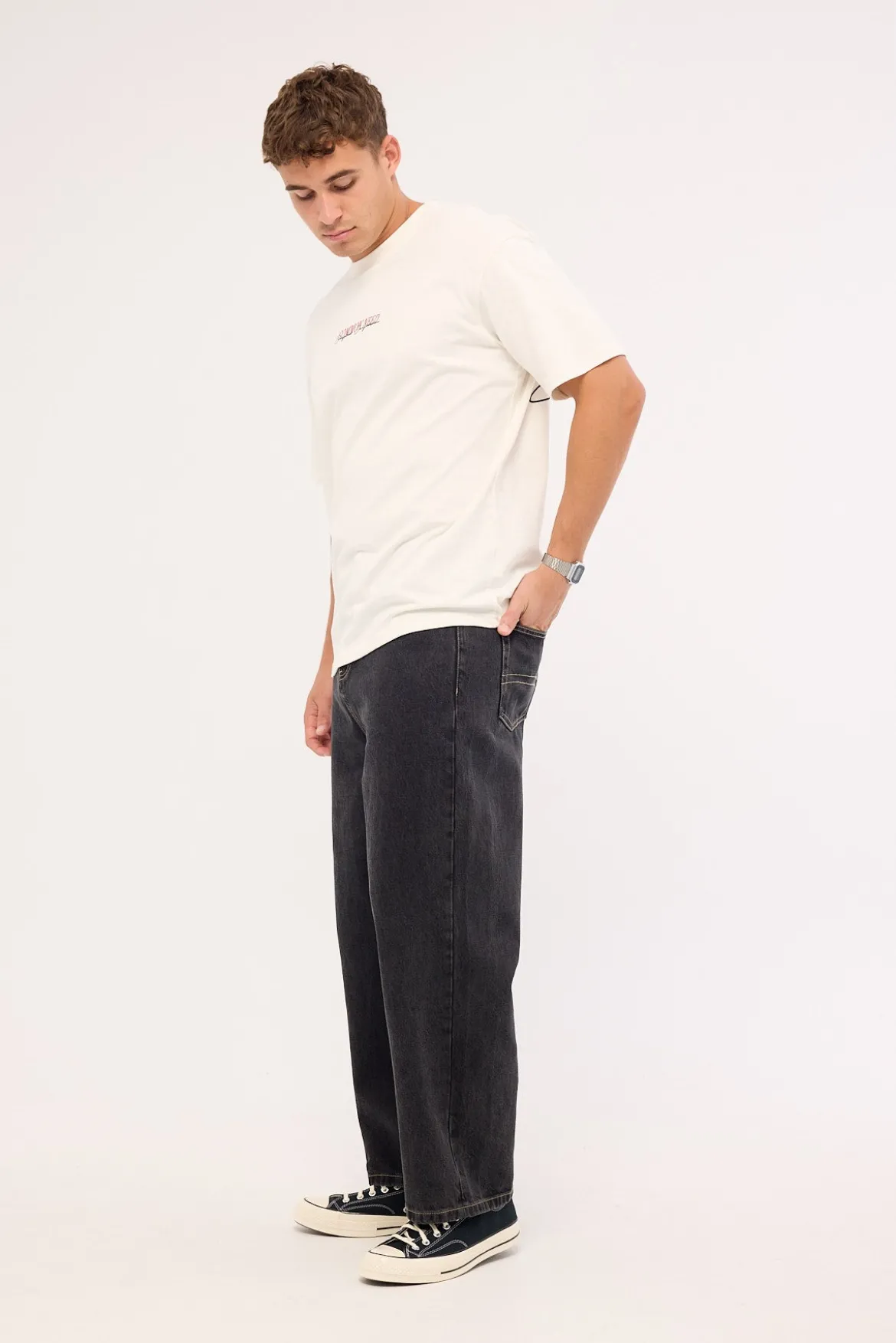 Refine Baggy Jean Washed Black