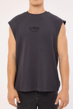 Refine Waffle Muscle Tank Asphalt