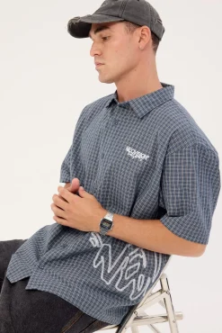 Reflekt Check Oversize Shirt Dark Teal Check