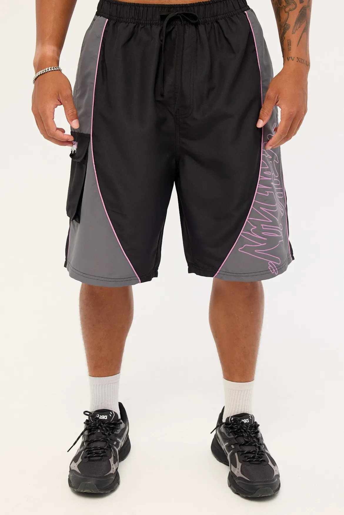 Reflekt Elastic Waist Cargo Boardshort Black/Grey