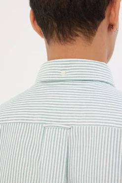 Reg Oxford Banker Stripe Shirt Deep Forest Green