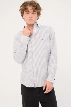 Reg Oxford Banker Stripe Shirt Persian Blue