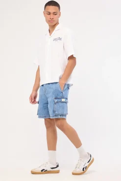 Relaxed Cargo Short Belmont Blue Denim