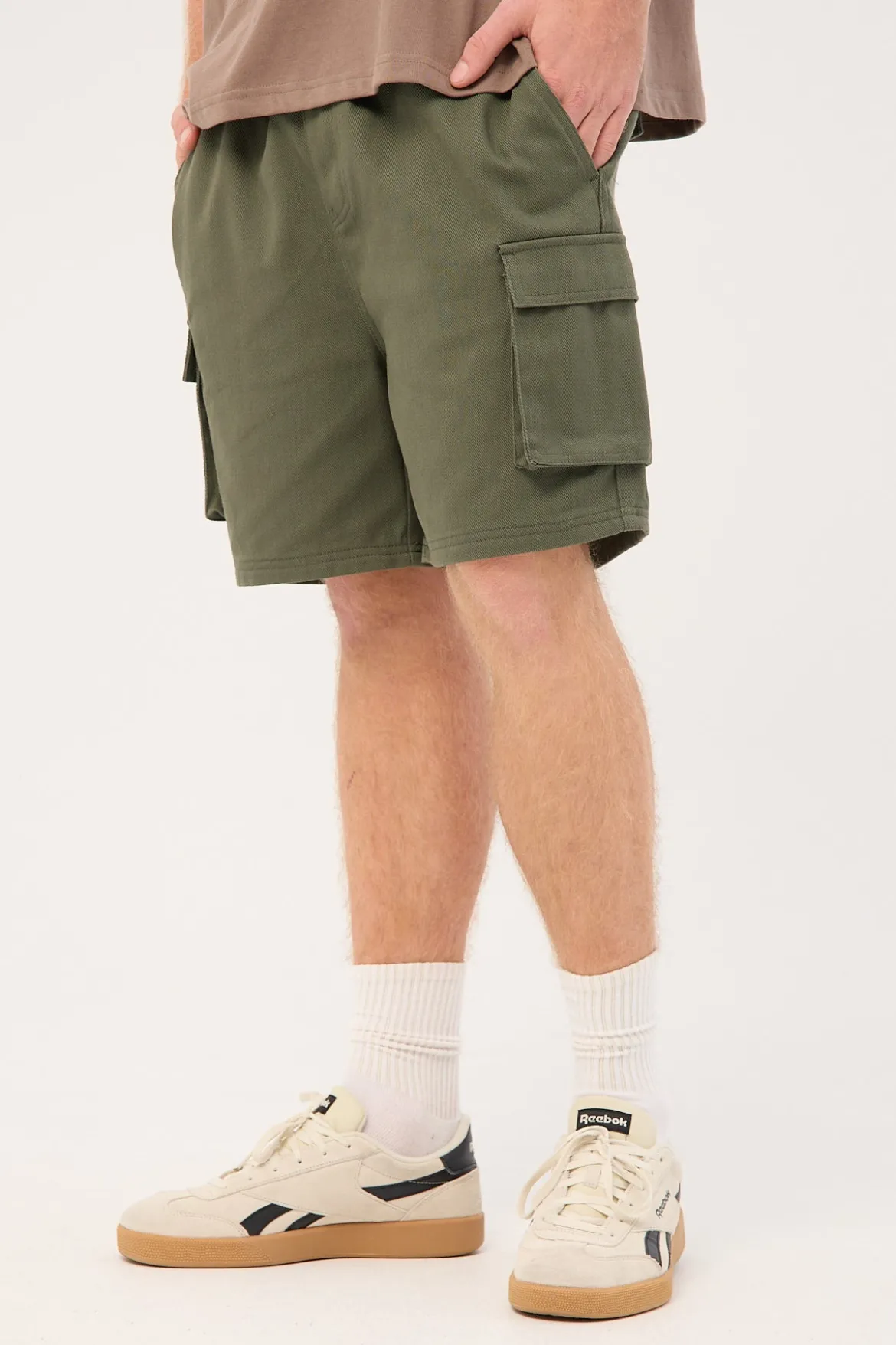 Relaxed Cargo Short Khaki Green