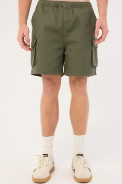 Relaxed Cargo Short Khaki Green