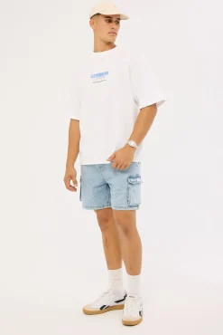 Relaxed Cargo Short Light Blue Denim