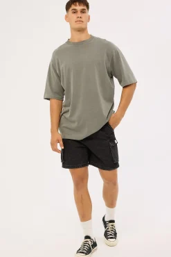 Relaxed Cargo Short Washed Black