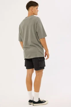Relaxed Cargo Short Washed Black