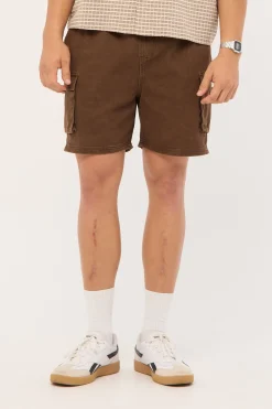 Relaxed Cargo Short Washed Brown