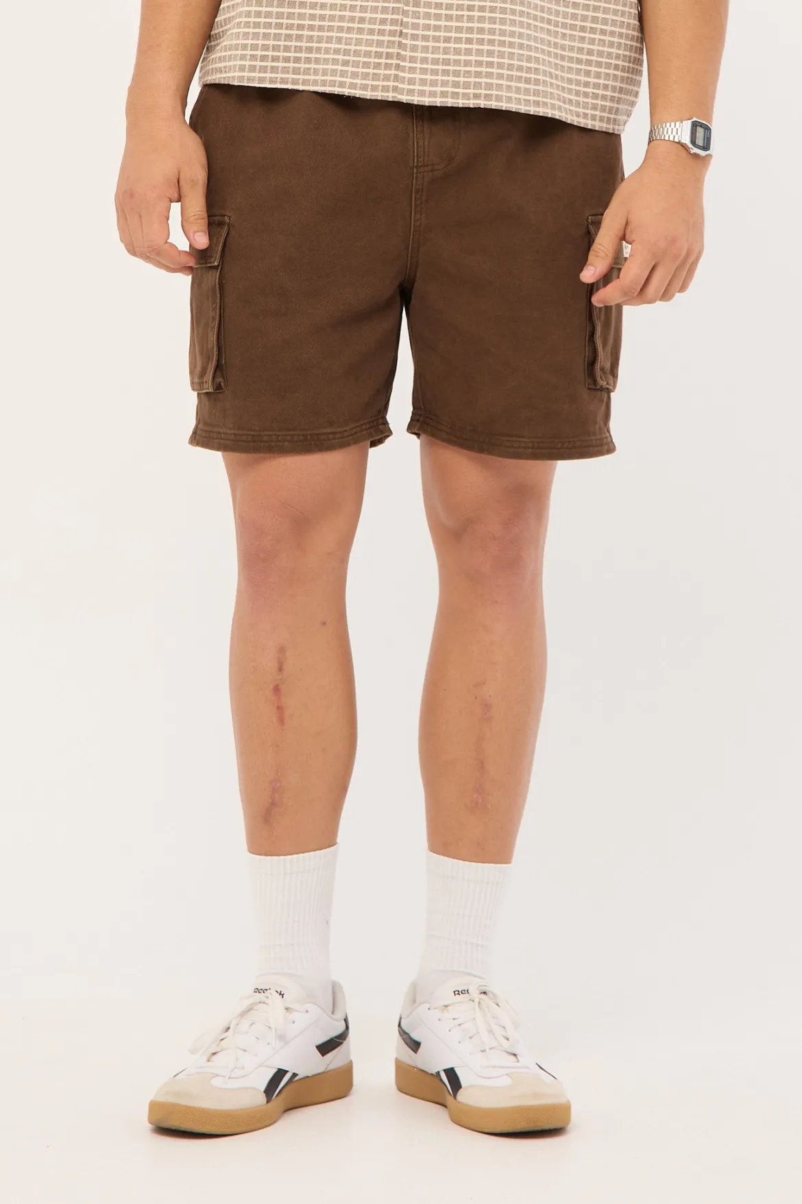 Relaxed Cargo Short Washed Brown