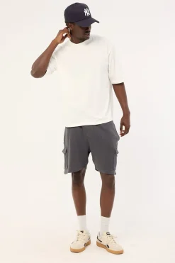 Relaxed Loopback Cargo Short Washed Black