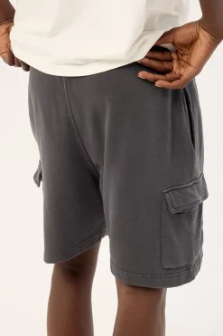 Relaxed Loopback Cargo Short Washed Black