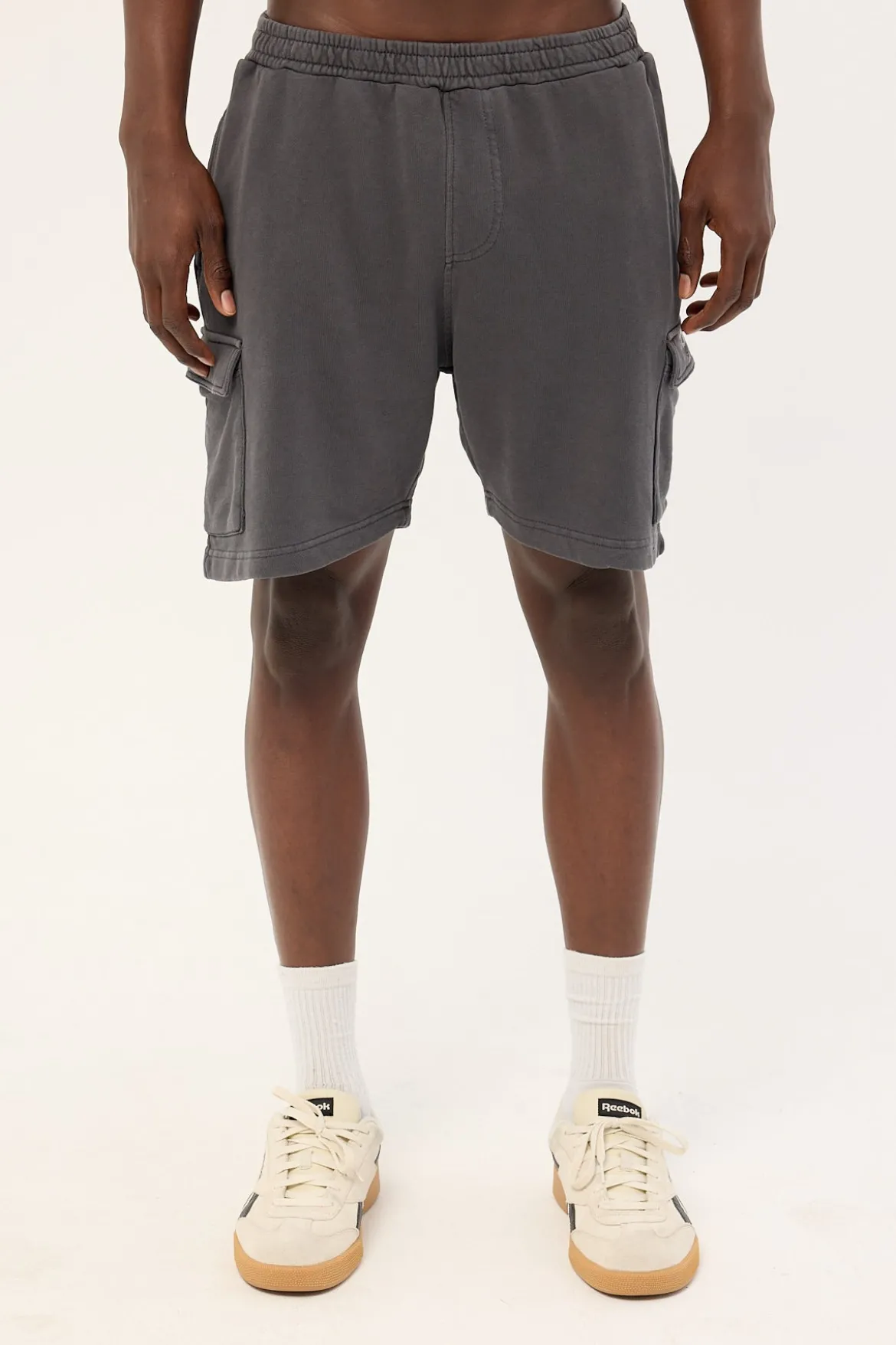 Relaxed Loopback Cargo Short Washed Black