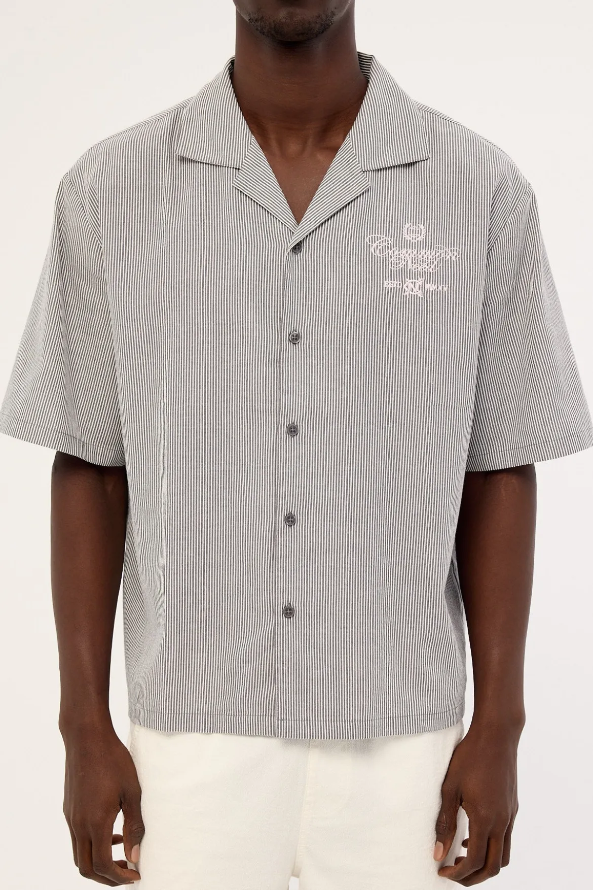 Relay Boxy Cropped Resort Shirt Off Black