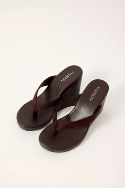 Ren Wedge Thong Heel Brown