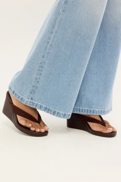 Ren Wedge Thong Heel Brown