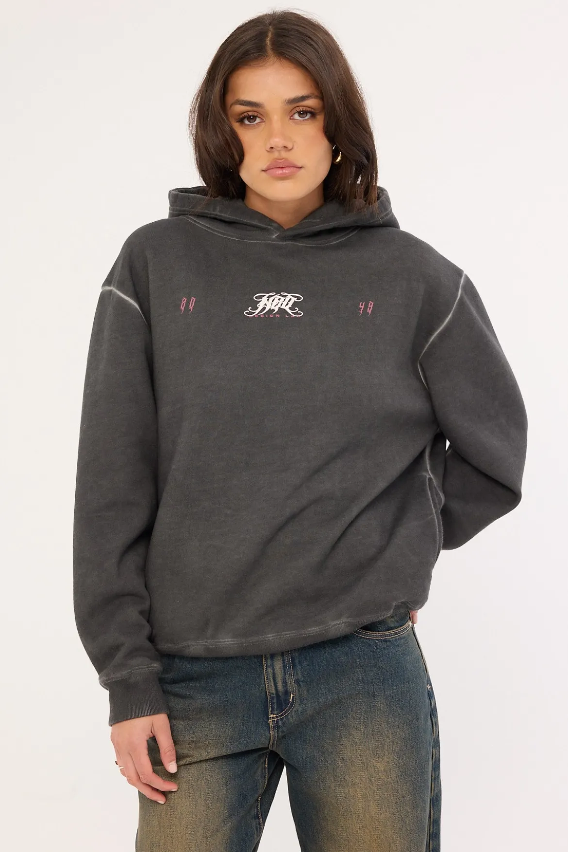 Requiem Street Relaxed Hoodie Pigment Washed Black