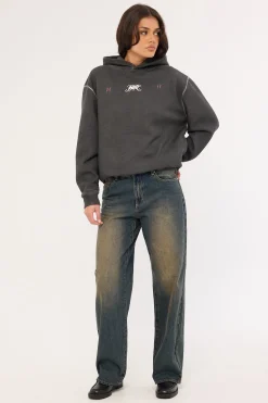 Requiem Street Relaxed Hoodie Pigment Washed Black