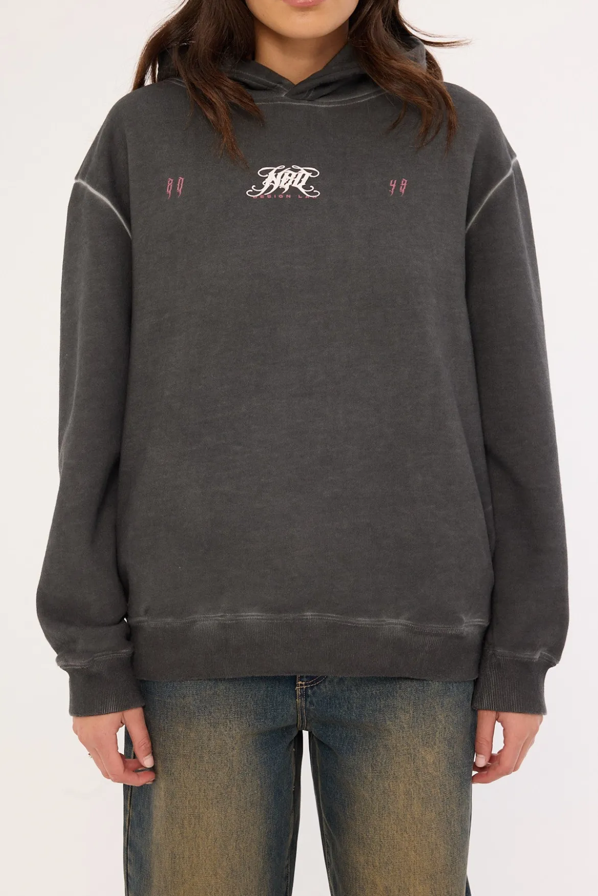 Requiem Street Relaxed Hoodie Pigment Washed Black