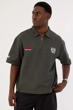 Reserved Cropped Quarter Zip Polo Charcoal