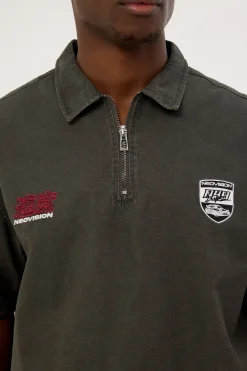 Reserved Cropped Quarter Zip Polo Charcoal