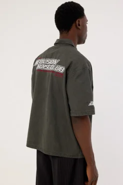 Reserved Cropped Quarter Zip Polo Charcoal