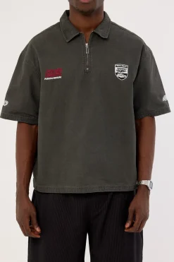 Reserved Cropped Quarter Zip Polo Charcoal