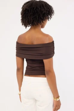 Rhiannon Off Shoulder Top Brown