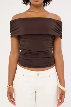 Rhiannon Off Shoulder Top Brown