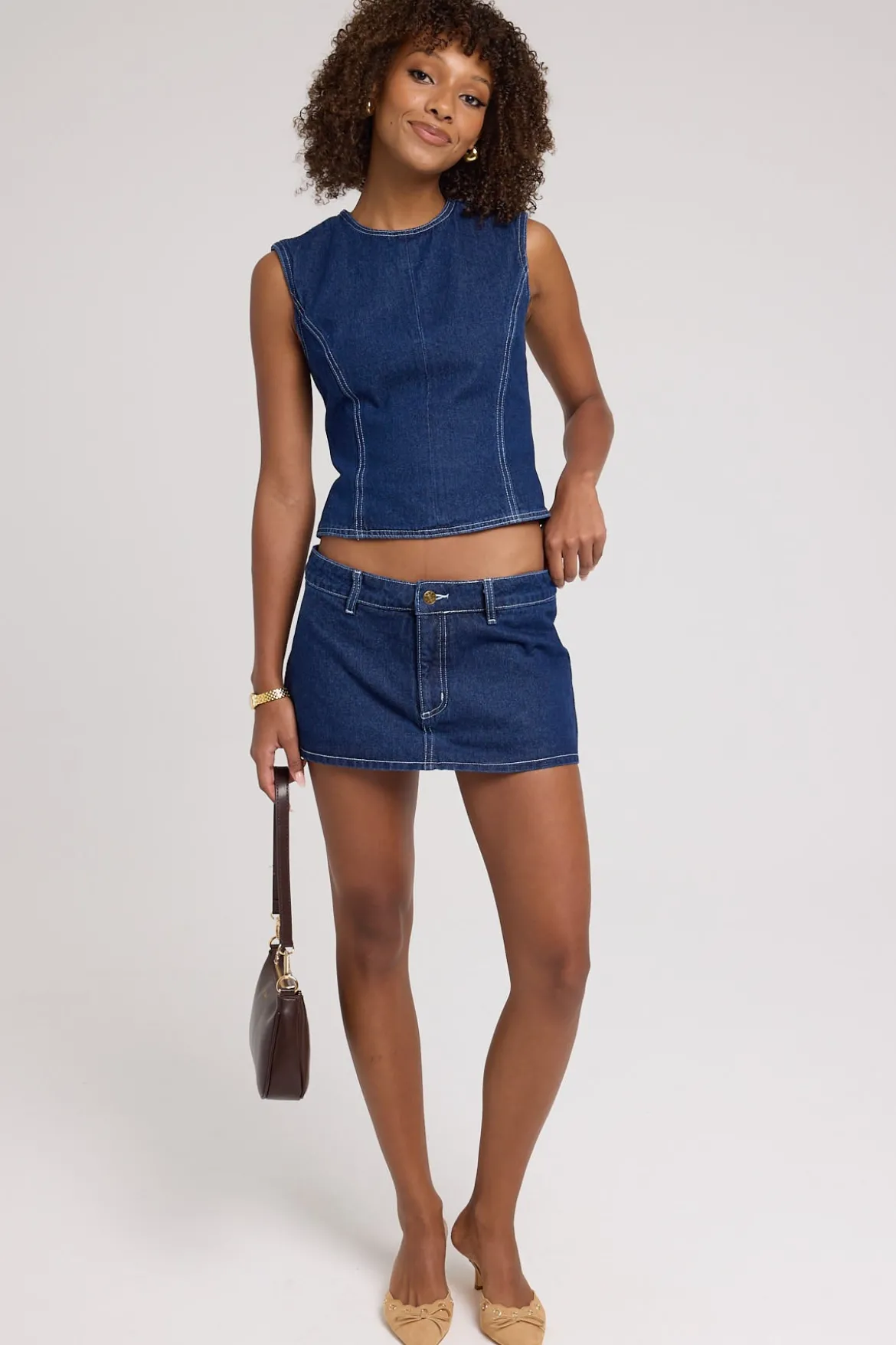 Rhode Mini Skort Blue Denim