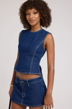 Rhode Mini Skort Blue Denim