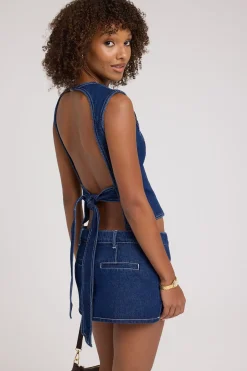 Rhode Mini Skort Blue Denim