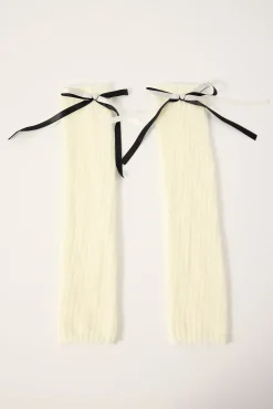 Ribbon Bow Leg Warmer White