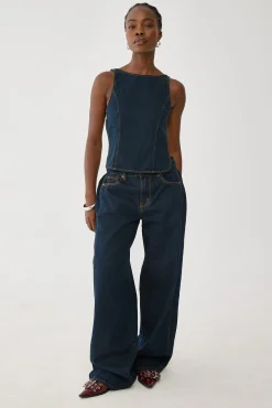 Rider Backless Top Indigo
