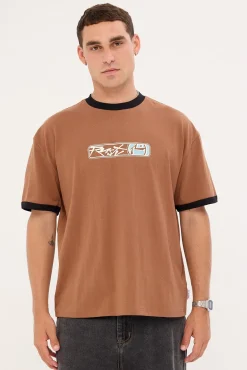 Riot Cropped Ringer Tee Pinecone