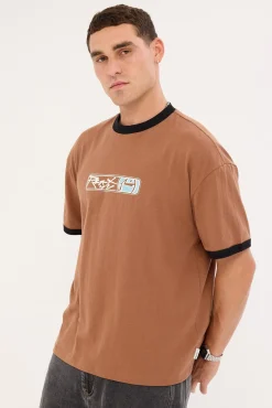 Riot Cropped Ringer Tee Pinecone